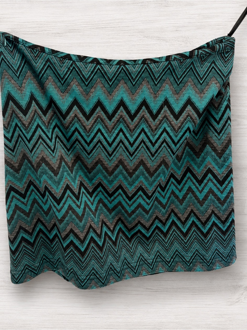 Ya Los Angeles Teal and Black Zigzag Mini Skirt